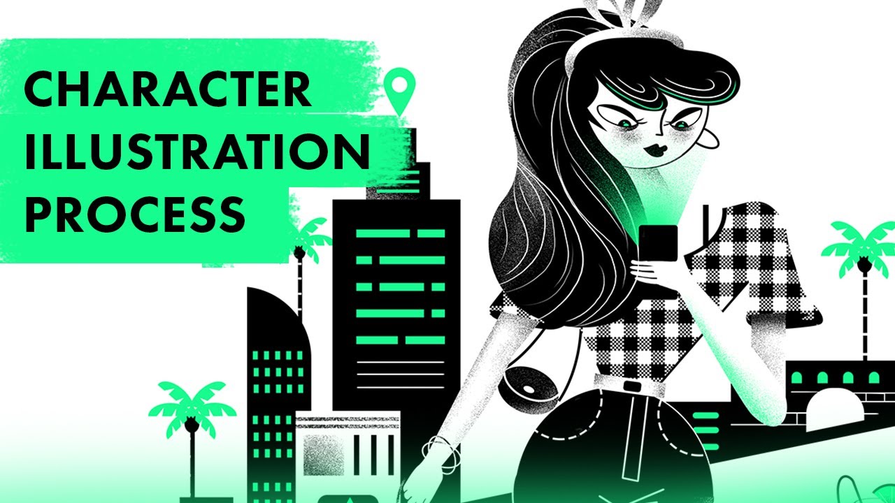 Lady & Dog Character Illustration Process