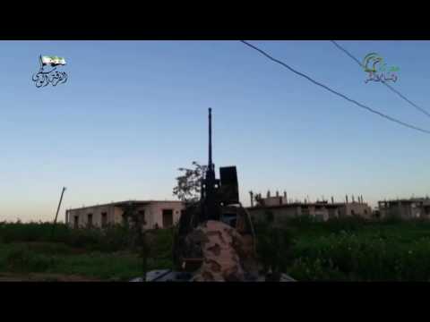 التصدي للطيران الحربي في جبهات ريف حماه بواسطة رشاش 23 من قبل الفرقة الوسطى ضمن مجريات معركة في سبيل الله نمضي