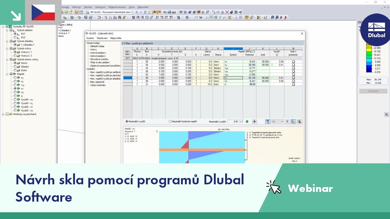 Návrh skla pomocí programů Dlubal Software