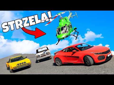 ❄️ PRZETRWAJ AUTAMI 5 minut Z HELIKOPTEREM Z MINIGUNEM!? | BeamNG Drive |