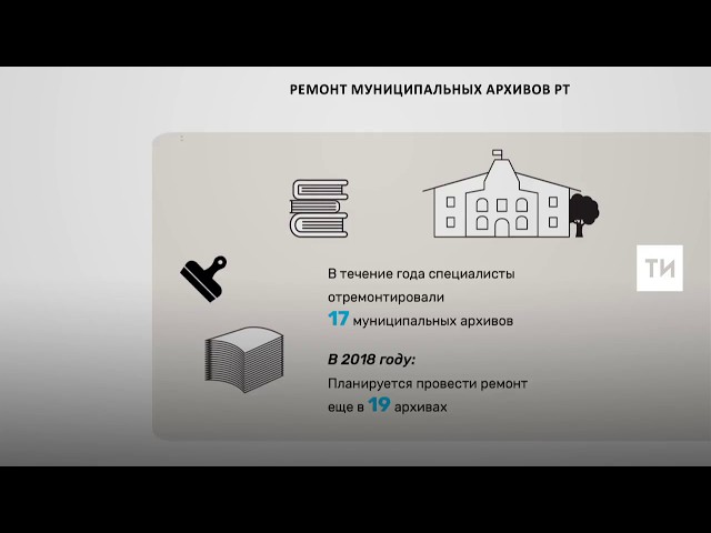В 2017 году в Татарстане отремонтировали 17 муниципальных архивов
