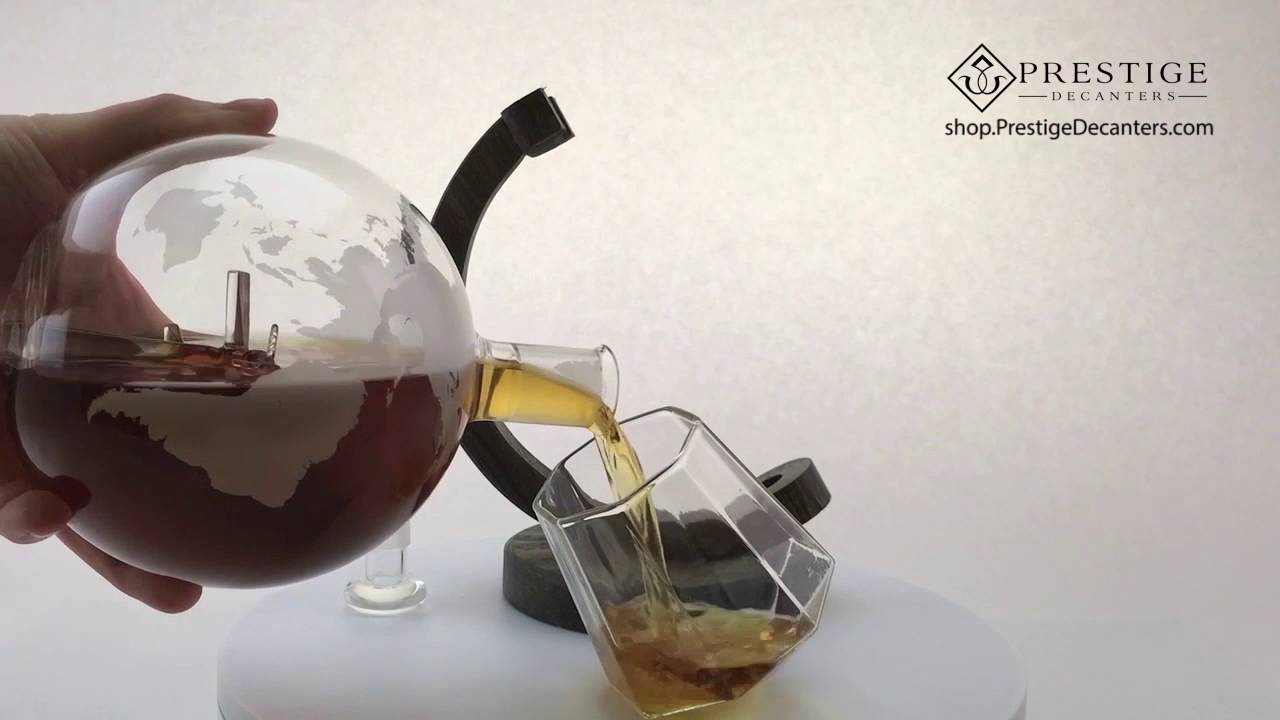 Etched Globe Liquor Decanter // Glass Fighter Plane video thumbnail