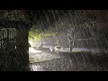 Heavy Rainstorm in Garden House with Lightning Flashed & Thunder Rumbled, Rain Sounds for Sleeping