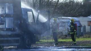 preview picture of video 'Lorry destroyed in blaze'