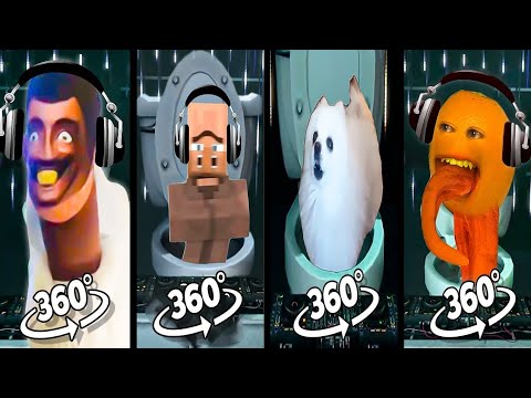 BRIGHT 360 VR - Real Skibidi vs Skibidi Toilet Minecraft vs Skibidi Dog Toilet 6 vs Annoying Orange Toilet | 360º VR