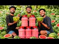 50 KG WATERMELON MILKSHAKE Summer Healthy Drinks Fresh Watermelon Juice Making In Village