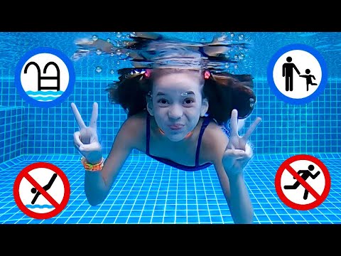Jéssica Aprende regras de segurança e bom comportamento na piscina