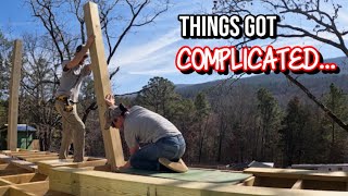 Its Complicated... Setting Beam Posts For Our Cabin Homestead Covered Deck Roof Build