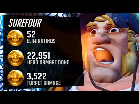 When Surefour switch Hanzo as Torbjorn! 52 elims! [ Overwatch Season 30 Top 500 ]