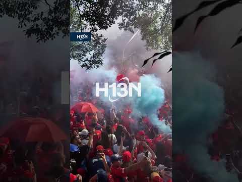 "¡El ambiente en Medellín está poderoso y la final ya se siente!" Barra: Rexixtenxia Norte &bull; Club: Independiente Medellín