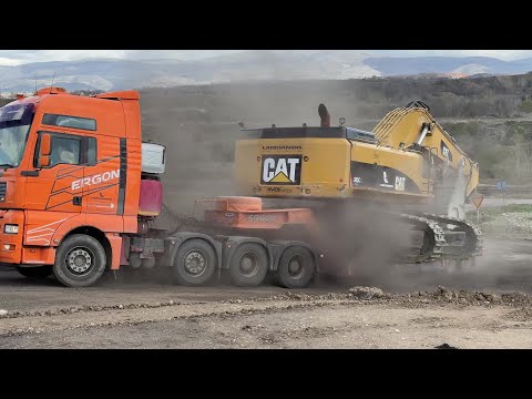 Loading & Transporting On Site The Caterpillar 385C Excavator - Sotiriadis/Labrianidis Mining - 4k