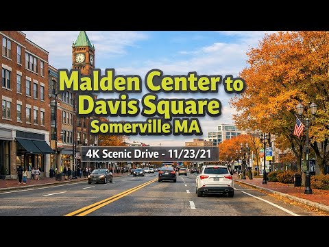 🚖 Malden Center to Davis Square Somerville MA | 4K Scenic Drive - 11/23/21