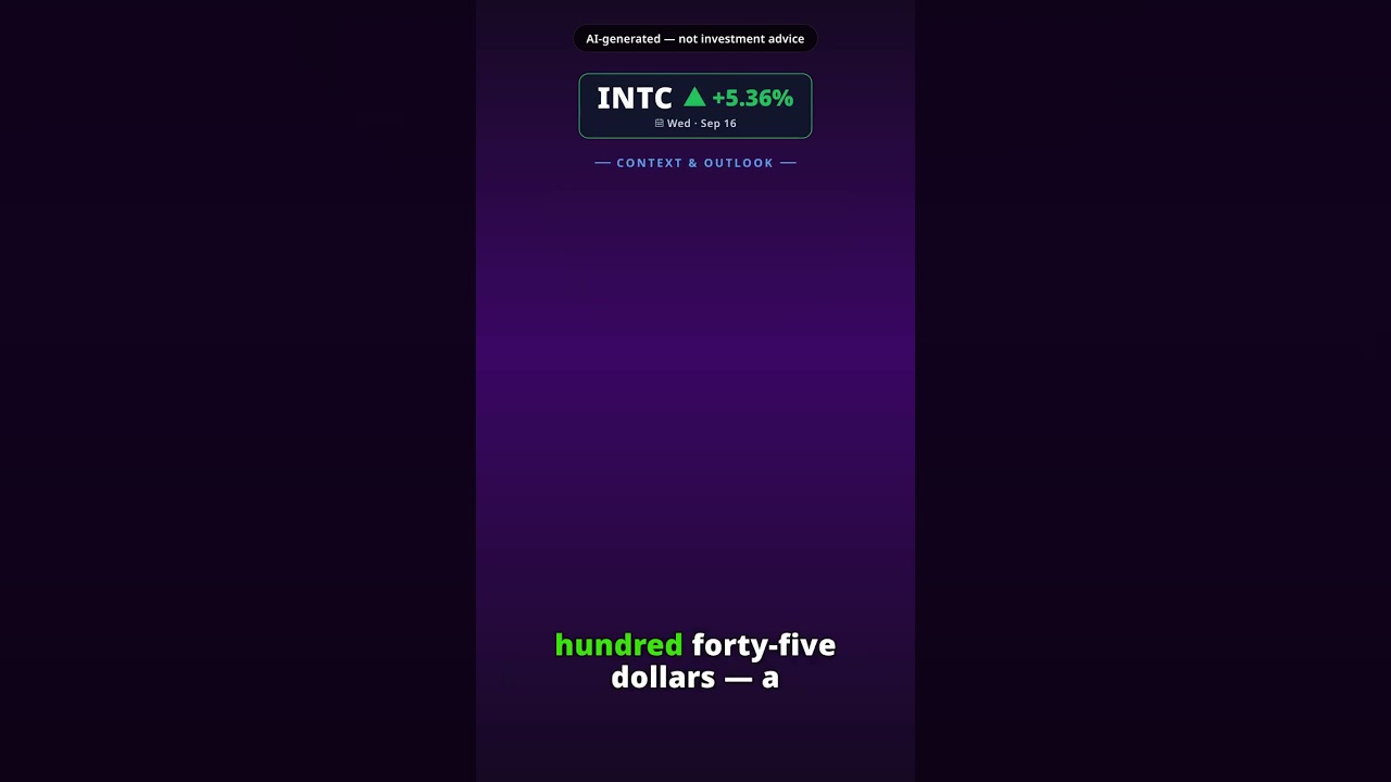 Why Is Intel Stock Jumping Today? INTC +5.36% (Sep 16)