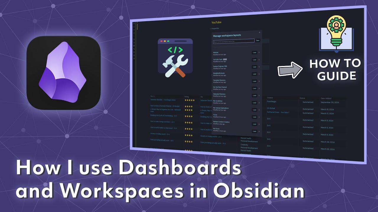 How I use Dashboards and Workspaces in Obsidian