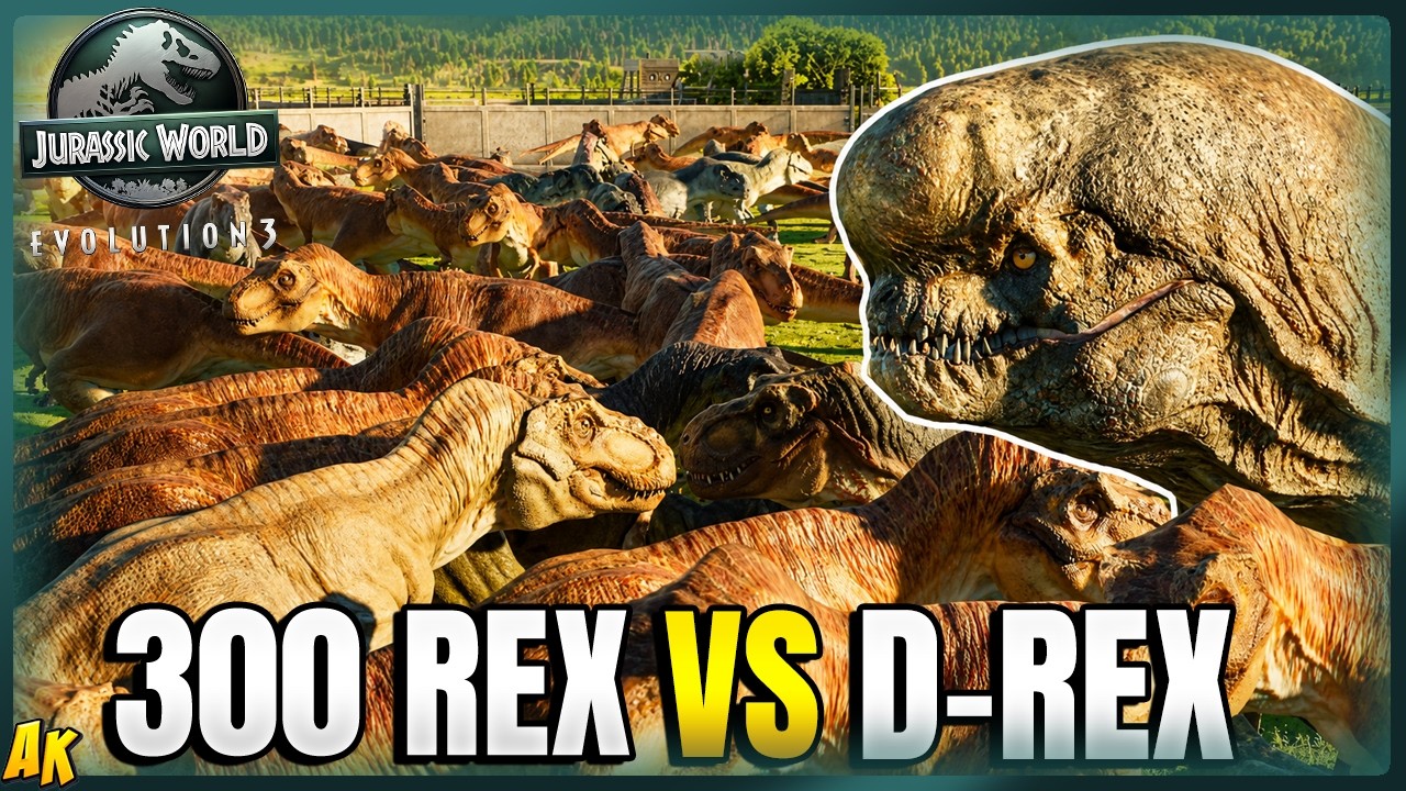 DISTORTUS REX vs 300 TYRANNOSAURUS REX!!!! Jurassic World Evolution 3
