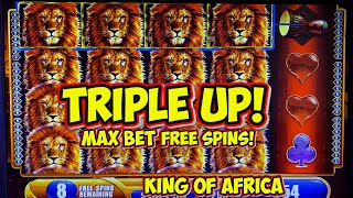 Triple Up BIG WIN! Max Betting on King of Africa Classic WMS Slot Machine Madness