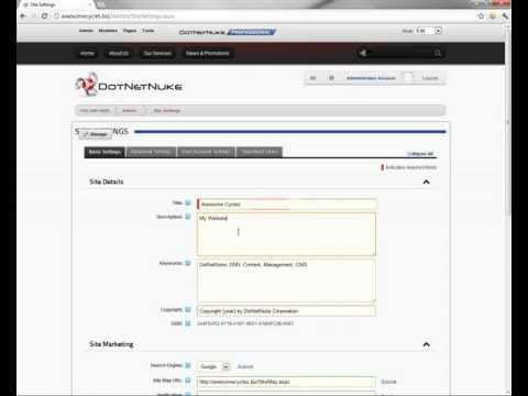 Configuring your website Name and Copyright in Site Settings for DotNetNuke 6.2
