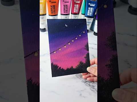 Easy way to paint a pink sky / acrylic painting ideas for beginners ✨️