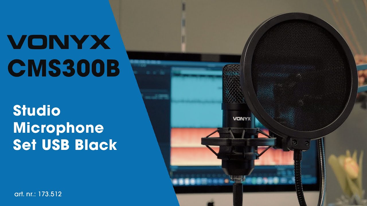Vonyx Microphone à condensateur CMS300B Studio-Set Noir