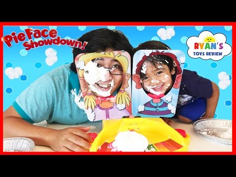 PIE FACE SHOWDOWN CHALLENGE and Egg Surprise Toys for winner! Video