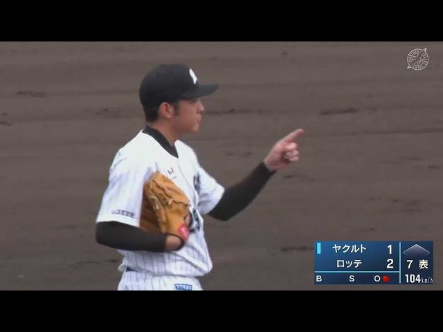 【ファーム】マリーンズ・佐藤奨真 ピッチャー返しの打球に素早い反応!! 2022年3月27日  千葉ロッテマリーンズ 対 東京ヤクルトスワローズ