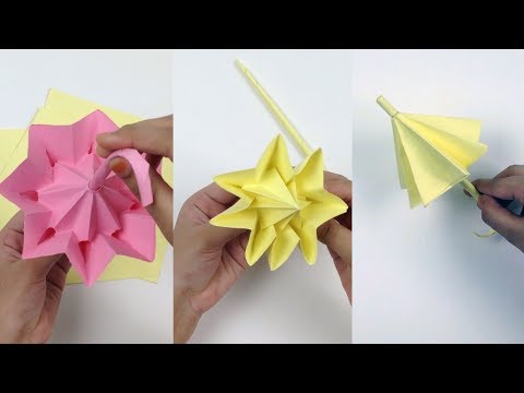 How to Make an Amazing Paper Umbrella Not Origami: That Folds (Open and Closes) Like A Real Umbrella Video
