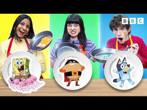 Pancake Art Challenge! BLUEY, SPONGEBOB & SUPERTATO