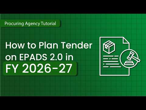 How to Plan Tender on EPADS 2.0 FY2026-27