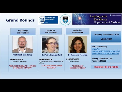 18 November 2021 Grand Rounds: Mark Sonderup, Petro Frankenfeld, Rozeena Nordien