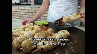 ESPETINHOS DE FRANGO EMPANADO FEITOS NA AIR FRYER/BREADED CHICKEN SKEWERS MADE IN THE AIR FRYER