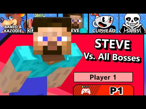 Minecraft Steve vs All Bosses In Super Smash Bros Ultimate + Final Boss