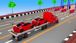 Sports Cars: Long Trucks Transporting Cars | Tollbooth checking | Cars videos for kids | Super Games