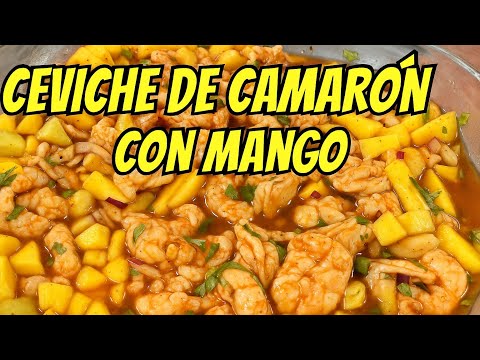 “Ceviche de camarón con mango (súper fácil y rápido) | Receta paso a paso”😋🌴