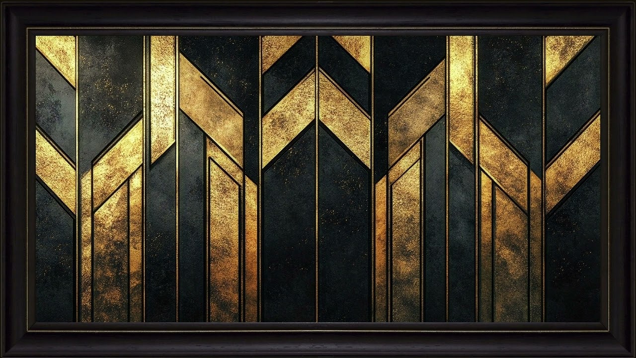 Gold Art Deco Geometric Wallpaper: 4K Screensaver Framed TV