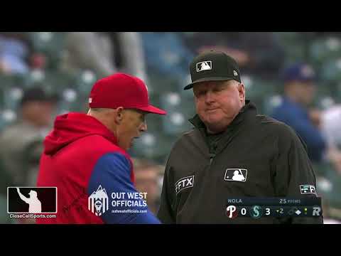 Ejections 034-35 - Bill Miller Tosses Joe Girardi After Replay Time Expires, Eddings Heaves Torrens