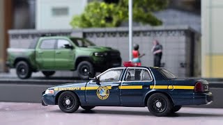 596 Ford Crown Police NYS Police and Dodge Ram TRX. 1/64 scale Diecast Car model. 