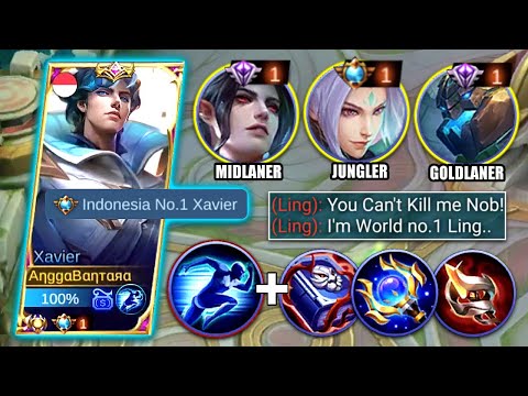 XAVIER VS SINGAPORE NO.1 LING | XAVIER BEST BUILD TO COUNTER PRO LING IN MIDLANE | MOBILE LEGENDS