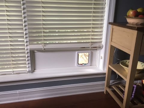 Custom Cat Door Window Insert With Solid PVC or Plexiglas Base And Locking Flap