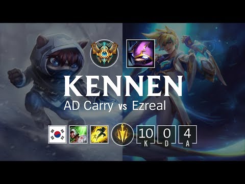 Kennen AD Carry vs Ezreal - KR Challenger Patch 8.9