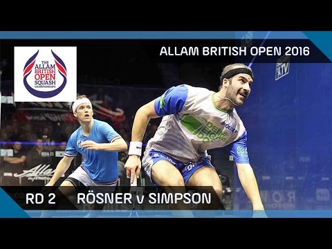 Squash: Rösner v Simpson - Allam British Open 2016 - Men's Rd 2 Highlights