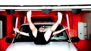 GOING THROUGH CAR WASH OUTSIDE OF CAR!