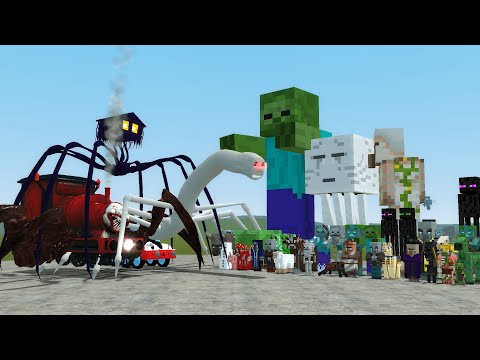 BabloParser - CURSED THOMAS AND FRIENDS VS ALL MINECRAFT MOBS in Garry's Mod!