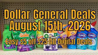 8/15/26 - Dollar General $5 off $25 Couponing Deals For Saturday