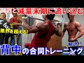 【筋トレ】フィジーク大会1週間前の背中の合同トレーニグ！7種目で師匠とガッツリ追い込みました【解説付】