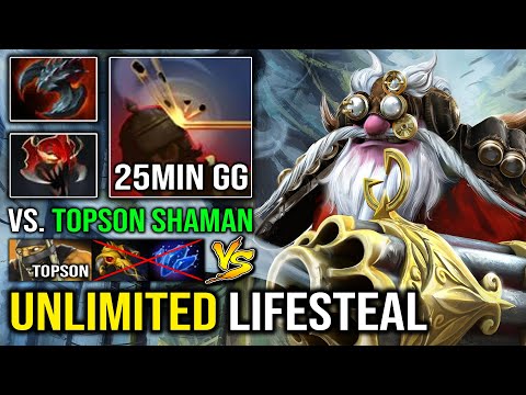 BRUTAL LIFESTEAL GOD Satanic + Madness Sniper Crazy Heal vs Topson Shaman 10K MMR Dota 2