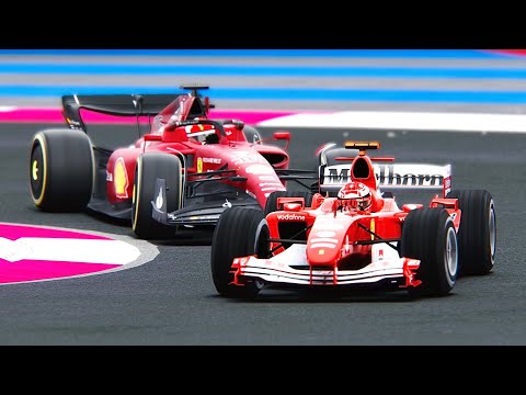 Ferrari F1 2022 F1-75 vs Ferrari F1 2004 Micheal Schumacher at Paul Richard