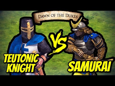 144 Elite Teutonic Knights vs 200 Elite Samurai (Total Resources) | AoE II: Definitive Edition