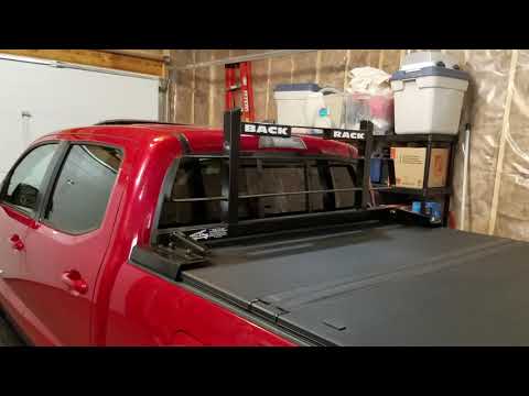 Backrack with the original tonneau cover installed on a 2016-2018 Tacoma 6 footbed