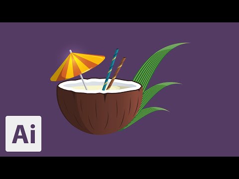 How to Create FRESH COCONUT 🥥 Flat Design (2/2) | Adobe Illustrator Tutorials