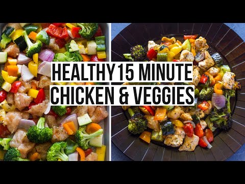 Healthy 15 Minute Roasted Chicken and Veggies (One Pan)